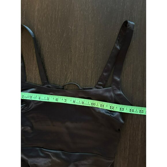 Intimately Free People Tongue Tied Black Satin Mini Dress W/ Lace-Up Back Size X - Picture 8 of 9